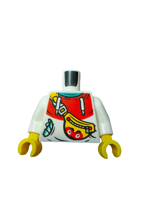 LEGO® 6378366 Torso, Hoodie with Red Hood and Yellow Bag with Strap - UB1126