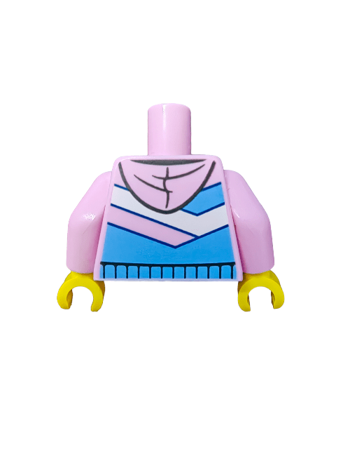 LEGO® 6382240 Torso, Pink Hoodie with Blue and White Stripes - UB1089 - www.Shopthatapp.com