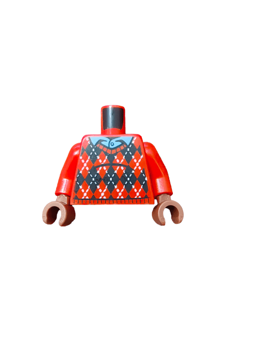 LEGO® 6345280 Torso, Knitted Argyle Sweater style, With a Blue Shirt Collar and Black Diamonds with a White Stitching - UB1085