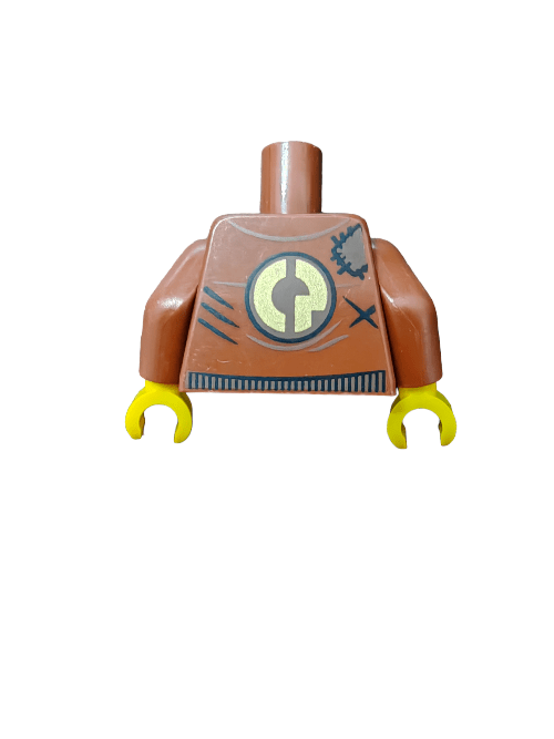 LEGO® 6270372 Torso, Brown Jacket Patch and Trim, Tan Button Up Shirt Pattern. - UB1084 - www.Shopthatapp.com