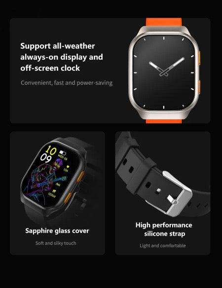 TUTT AMOLED Screen Smartwatch | Always-On Display | Health & Fitness Tracker | YOKO | IP68 Men & Women Smartwatch (Two Straps) - www.Shopthatapp.com