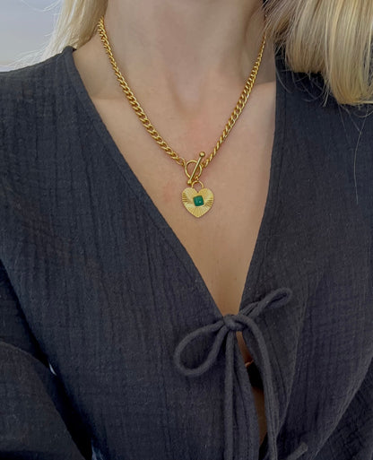 Green Agate Heart Necklace - www.Shopthatapp.com