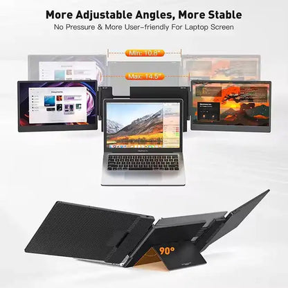 TUTT 14” FHD Portable Monitor – S3 Triple Screen Extender, IPS, Built-in Stand & Speakers | All Devices Compatible with Converter Cable (H5 Included) - www.Shopthatapp.com