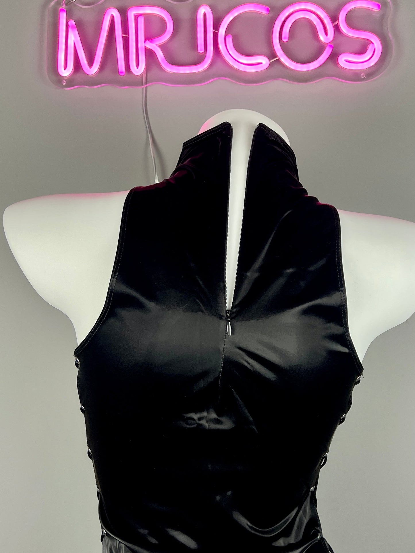 Vintage PU Leather Satin Cheongsam Lingerie Sexy Party Dress Costume - www.Shopthatapp.com