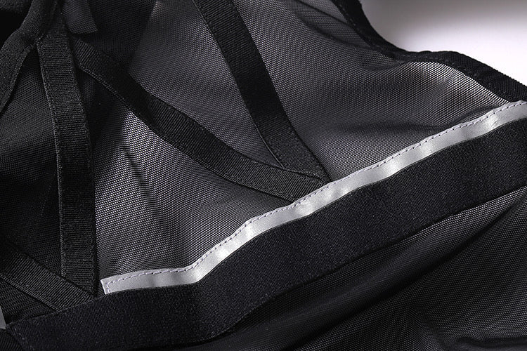 Tactical Anime Girl PU Leather Sheer Mesh Sexy Cosplay Bodysuit Costume - www.Shopthatapp.com