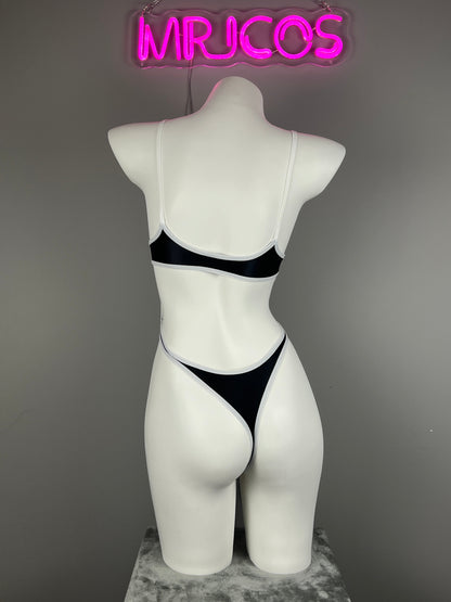 Women's High-Cut One-Piece Satin Spandex BodySuit Swimsuit with Side Cutouts - www.Shopthatapp.com