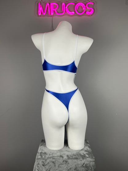 Women's High-Cut One-Piece Satin Spandex BodySuit Swimsuit with Side Cutouts - www.Shopthatapp.com