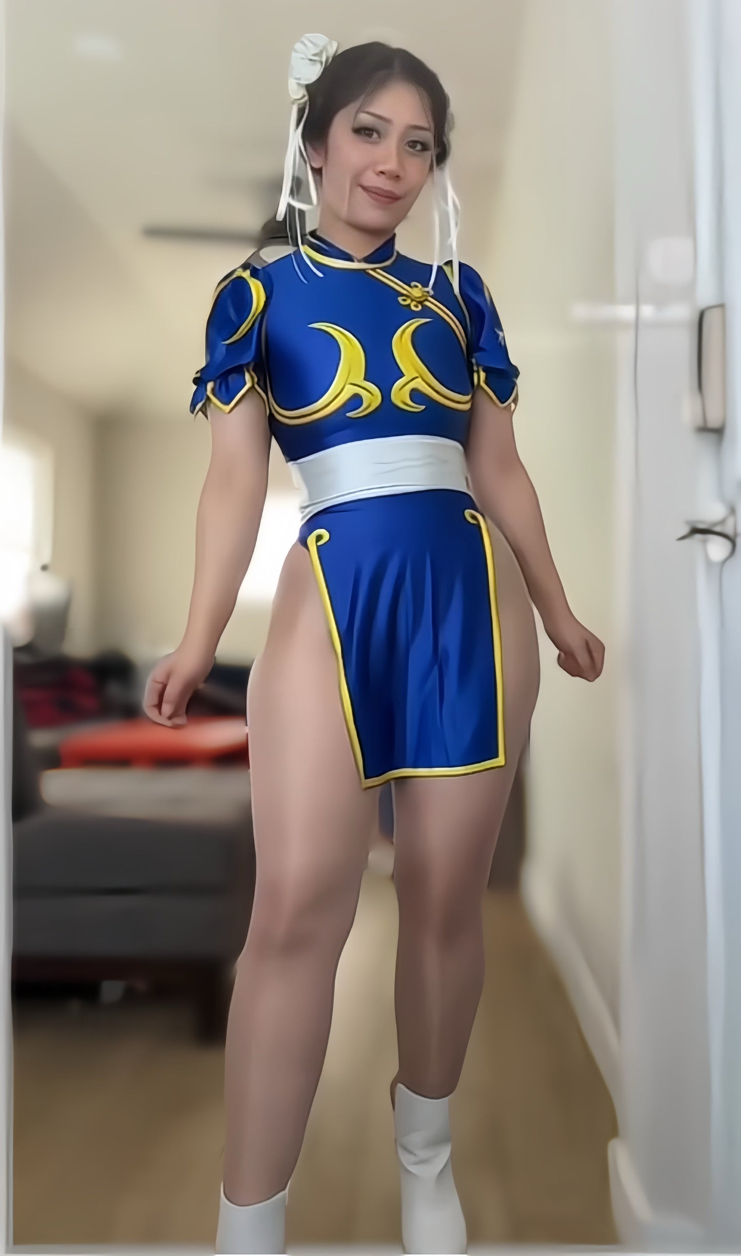 Super Hero Chun Li Spandex Cosplay Open Crotch Halloween Costume Bodysuit Sexy Lingerie - www.Shopthatapp.com