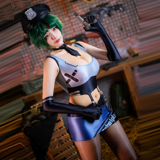 Anime Sci-fi Style Spandex Sexy Cop Cosplay Race Queen Costume Lingerie - www.Shopthatapp.com