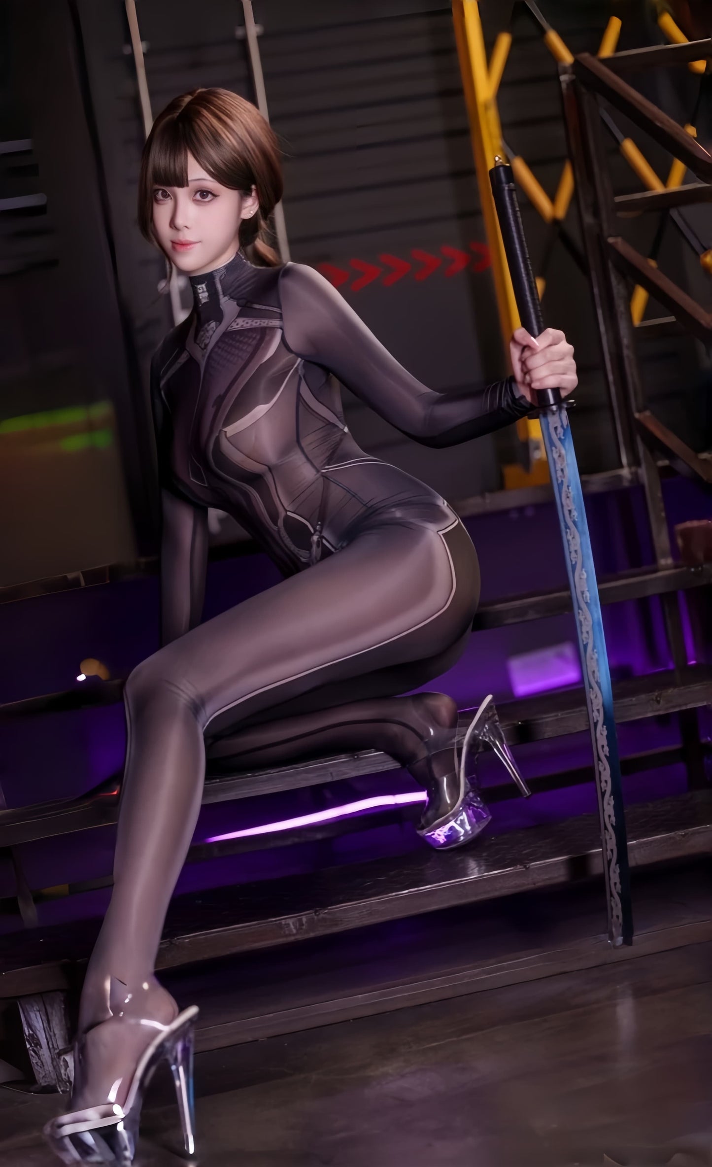 Anime Style Super Hero Eve Sheer 10D Nylon Full Bodysuit Body Stocking Lingerie - www.Shopthatapp.com