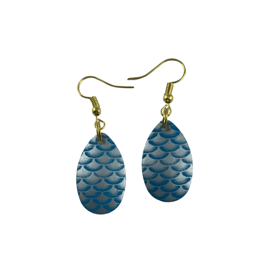 Boucles d'oreilles à lame tournante en écailles d'argent bleu Indiana 