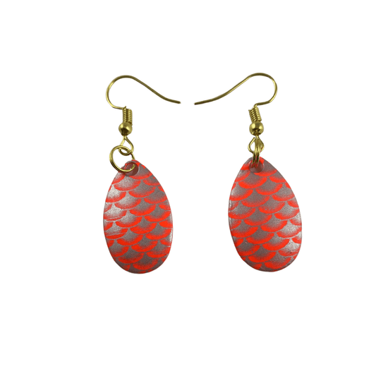 Boucles d'oreilles Indiana Orange Silver Scale Spinner Blade 