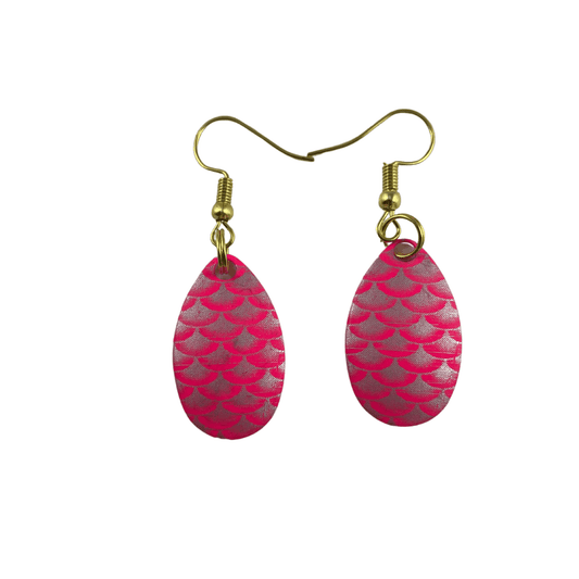 Boucles d'oreilles Indiana Pink Silver Scale Spinner Blade 