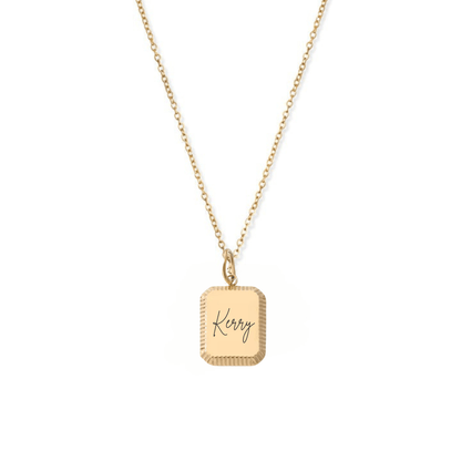 Collier avec étiquette vintage gravée sur mesure