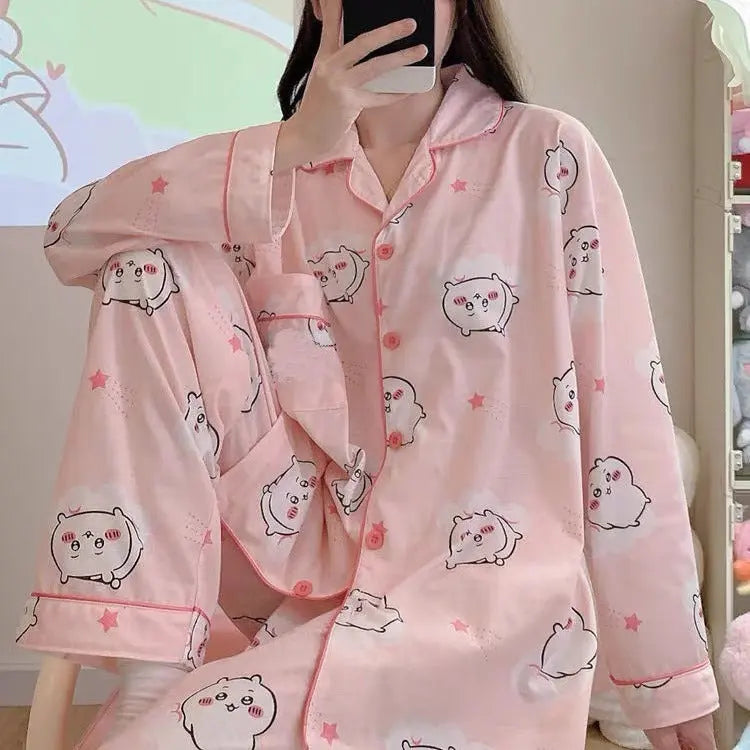 Japanese Sweet Cartoon Long Sleeved Pajamas For Women - www.Shopthatapp.com