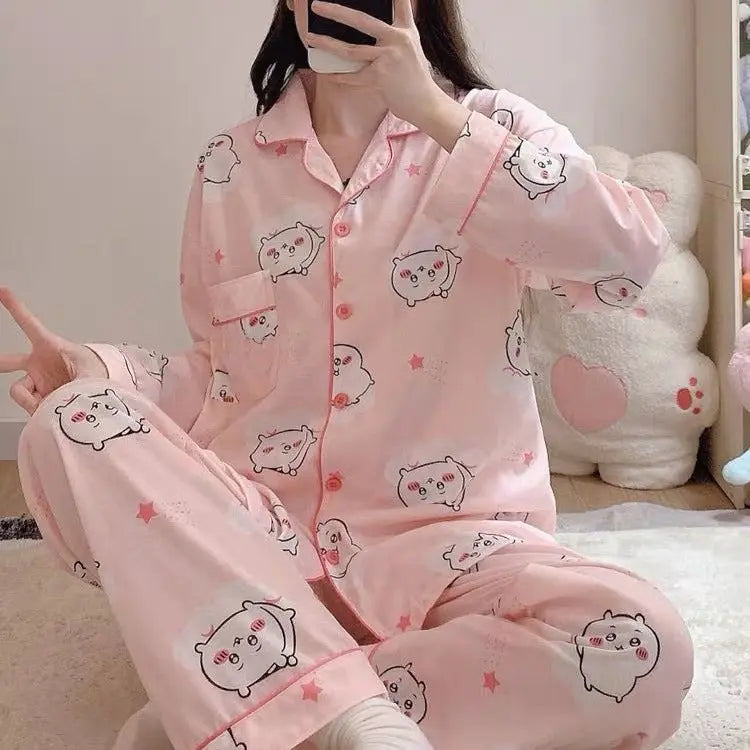 Japanese Sweet Cartoon Long Sleeved Pajamas For Women - www.Shopthatapp.com