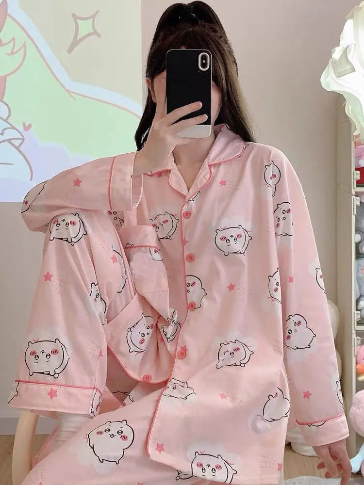 Japanese Sweet Cartoon Long Sleeved Pajamas For Women - www.Shopthatapp.com