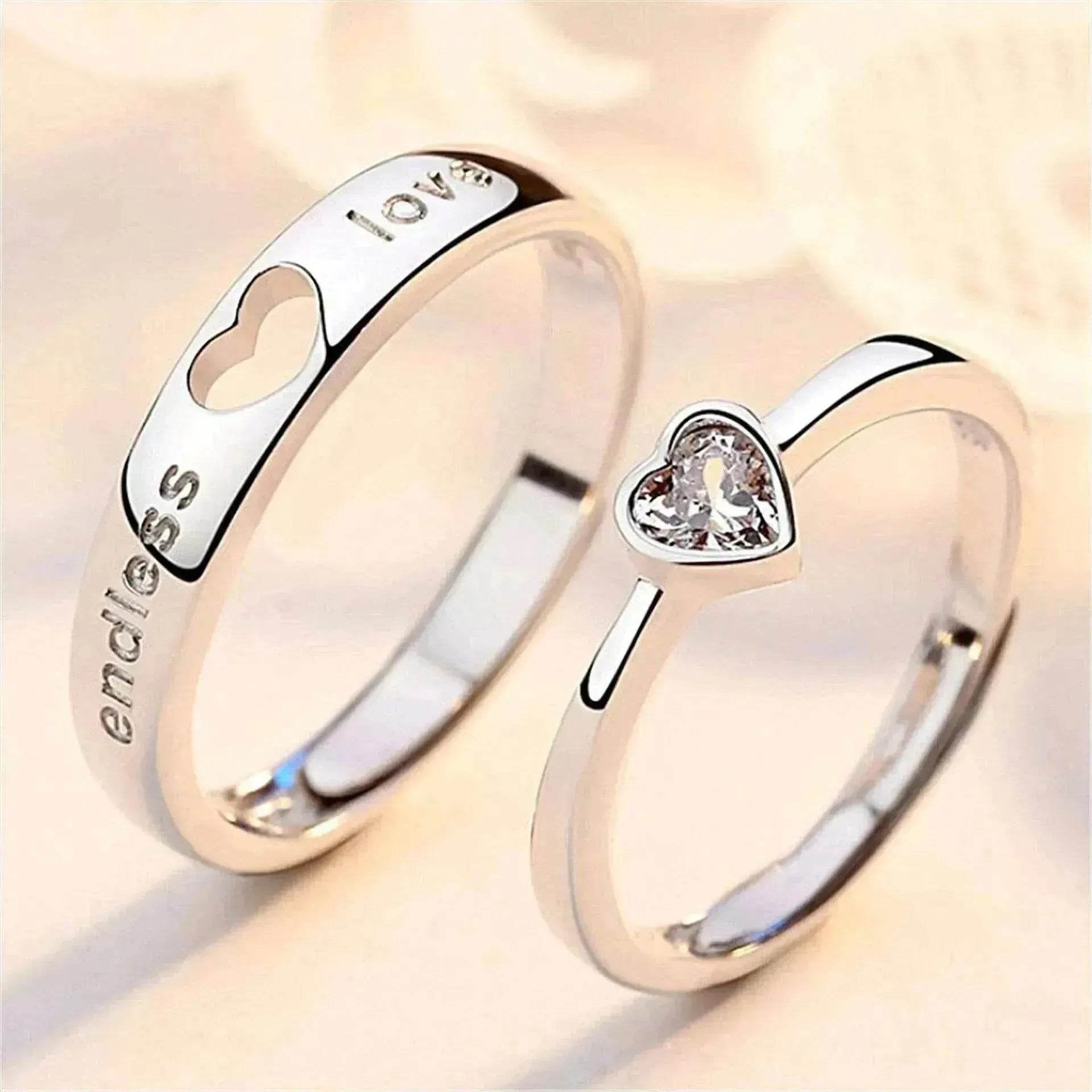 Japanese & Korean Style Unisex Heart To Heart Love Ring - www.Shopthatapp.com