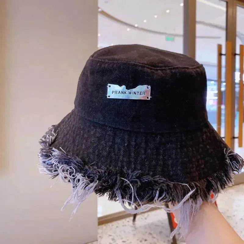 Jean Fisherman Hat Women's Spring And Summer Thin Washed Old Frayed Edge Bucket Hat Outdoor - www.Shopthatapp.com #