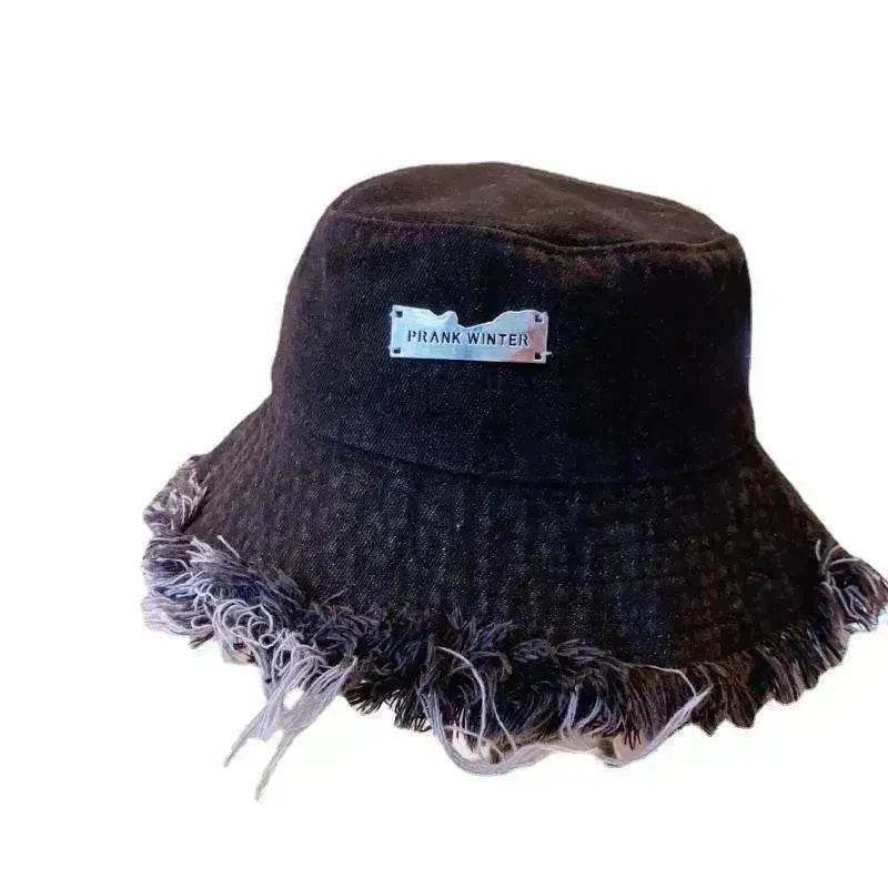 Jean Fisherman Hat Women's Spring And Summer Thin Washed Old Frayed Edge Bucket Hat Outdoor - www.Shopthatapp.com #