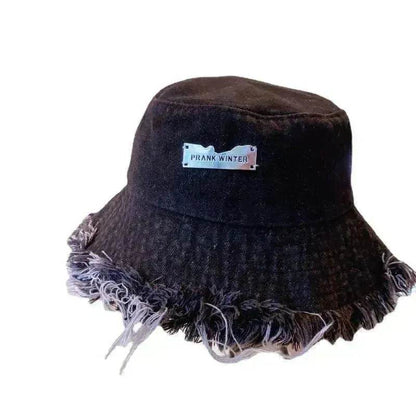 Jean Fisherman Hat Women's Spring And Summer Thin Washed Old Frayed Edge Bucket Hat Outdoor - www.Shopthatapp.com #
