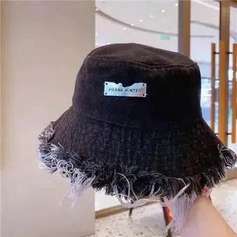 Jean Fisherman Hat Women's Spring And Summer Thin Washed Old Frayed Edge Bucket Hat Outdoor - www.Shopthatapp.com #