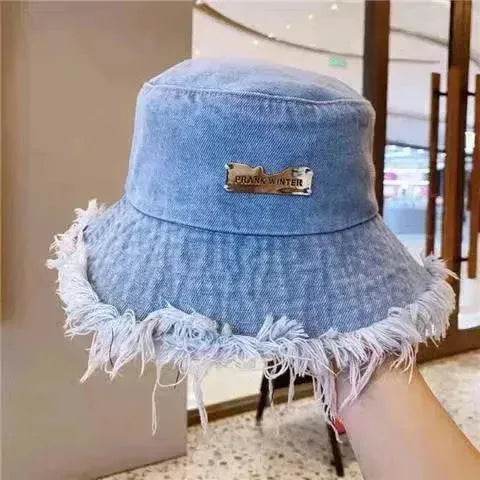 Jean Fisherman Hat Women's Spring And Summer Thin Washed Old Frayed Edge Bucket Hat Outdoor - www.Shopthatapp.com #