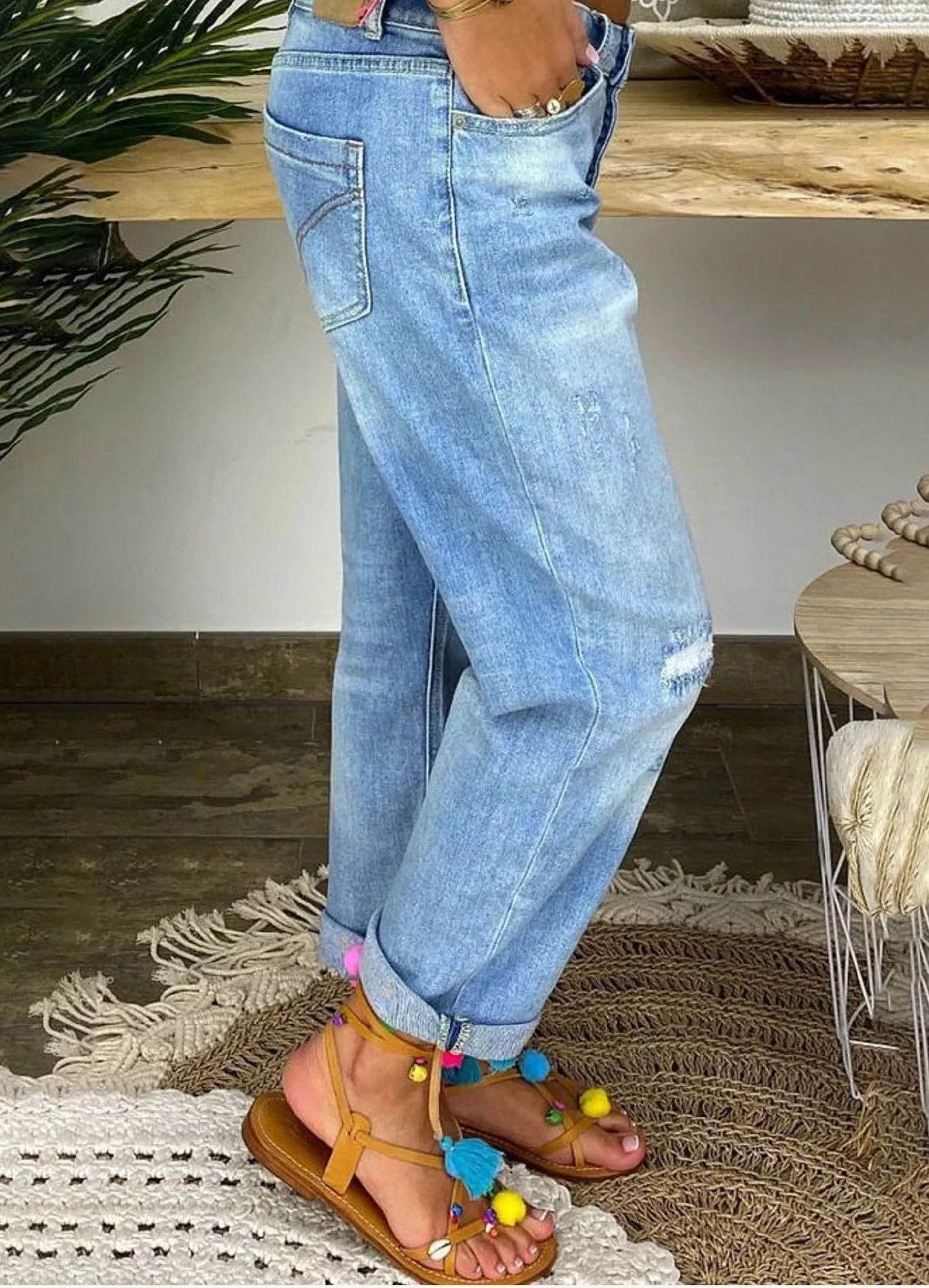 Jeans High-waisted Jeans Summer Jeans Loose Slim Jeans Straight Daddy Pants - www.Shopthatapp.com #