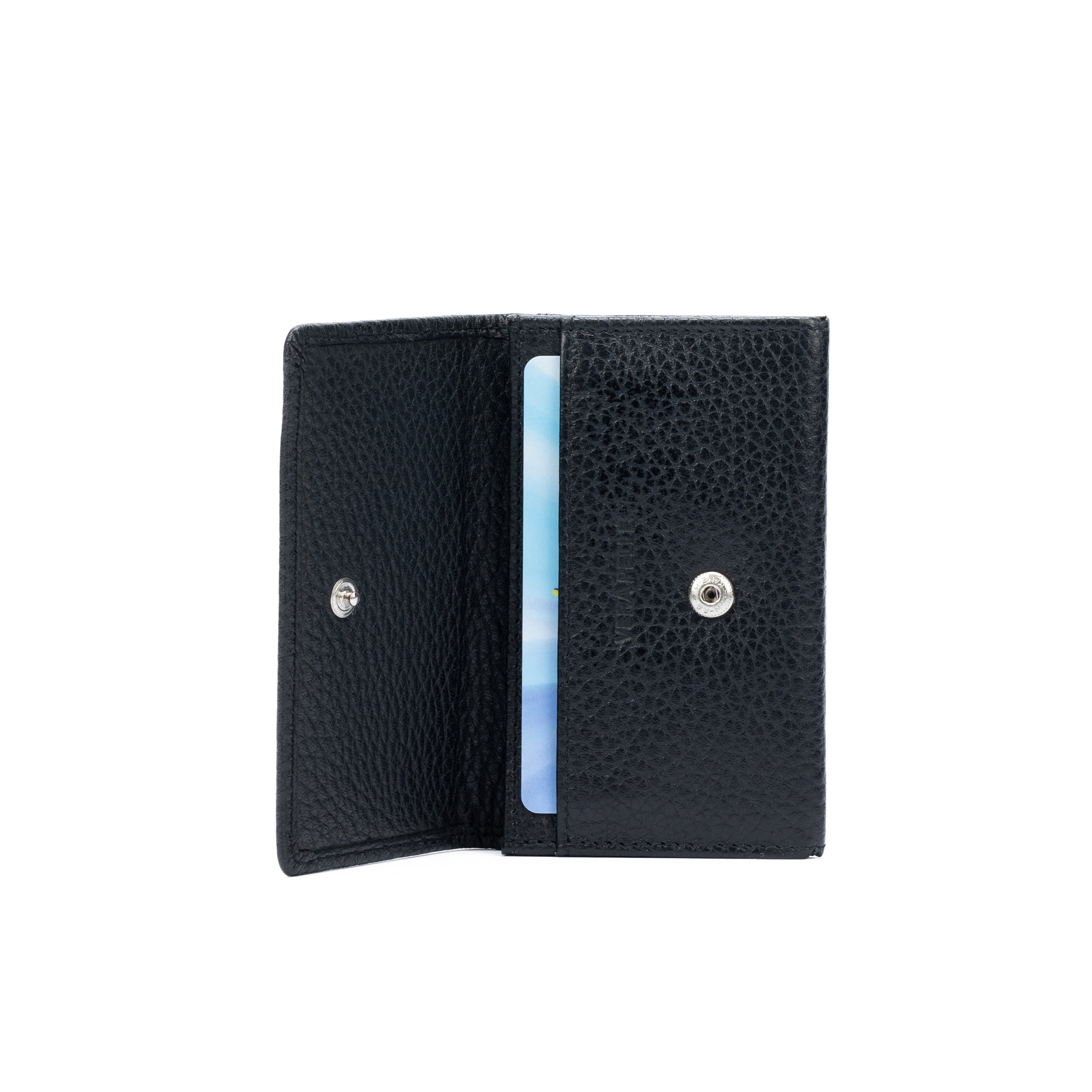 K0004AB | P/Biglietti da Visita/Carte di Credito in Vera Pelle pieno fiore, grana dollaro - Colore Nero - Dimensioni: cm 10 x 6 x 2 - Confezione: Gift Box rigido fondo/coperchio - www.Shopthatapp.com