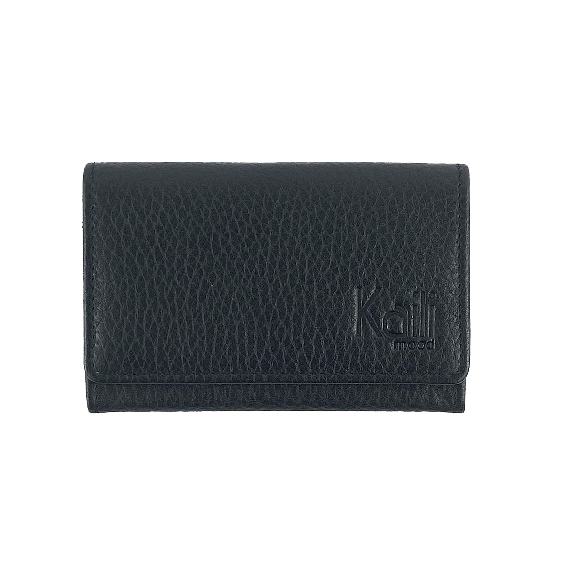K0004AB | P/Biglietti da Visita/Carte di Credito in Vera Pelle pieno fiore, grana dollaro - Colore Nero - Dimensioni: cm 10 x 6 x 2 - Confezione: Gift Box rigido fondo/coperchio - www.Shopthatapp.com
