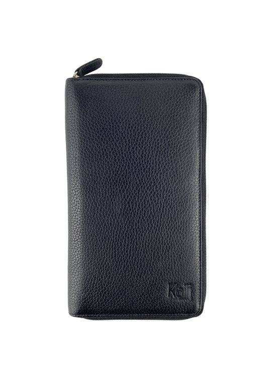 K0005AB | Portadocumenti da Viaggio in Vera Pelle pieno fiore, grana dollaro - Colore Nero - Dimensioni: cm 12,5 x 22 x 2 - Confezione: Sacchetto Tnt - www.Shopthatapp.com