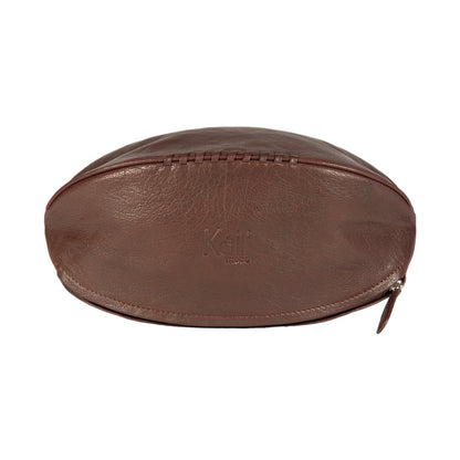 K0011BB | Beauty Case "Palla da Rugby" en Vera Pelle - Couleur: Testa Moro - Elastico interno ferma flaconi - Chiusura con lampo - Dimensioni: cm 35 x 14 x 14- Confezione: Sacchetto Tnt