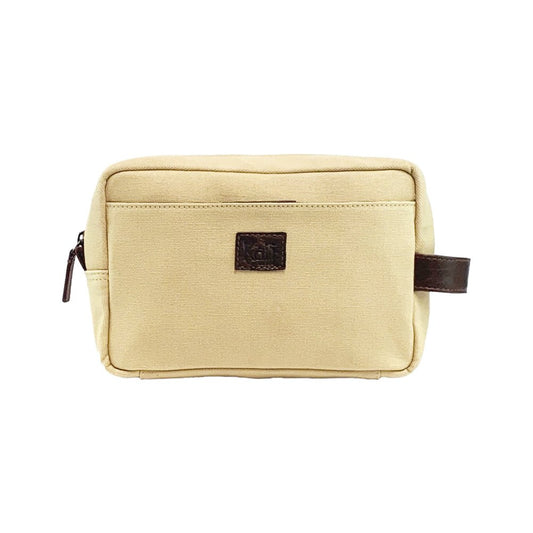 K0014GB | Beauty Case in Canvas/Vera Pelle pieno fiore, volanata. Colore Corda/Testa Moro. Maniglia laterale. Chiusura con lampo. Dimensioni: cm 24 x 15 x 9. Confezione: Sacchetto Tnt - www.Shopthatapp.com