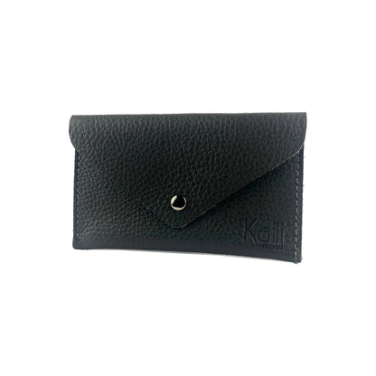 K0040AB | Bustina con pattina Made in Italy in Vera Pelle pieno fiore, grana dollaro - Colore Nero - Dimensioni: cm 13 x 8 x 0,5 - Confezione: Gift Box rigido fondo/coperchio - www.Shopthatapp.com