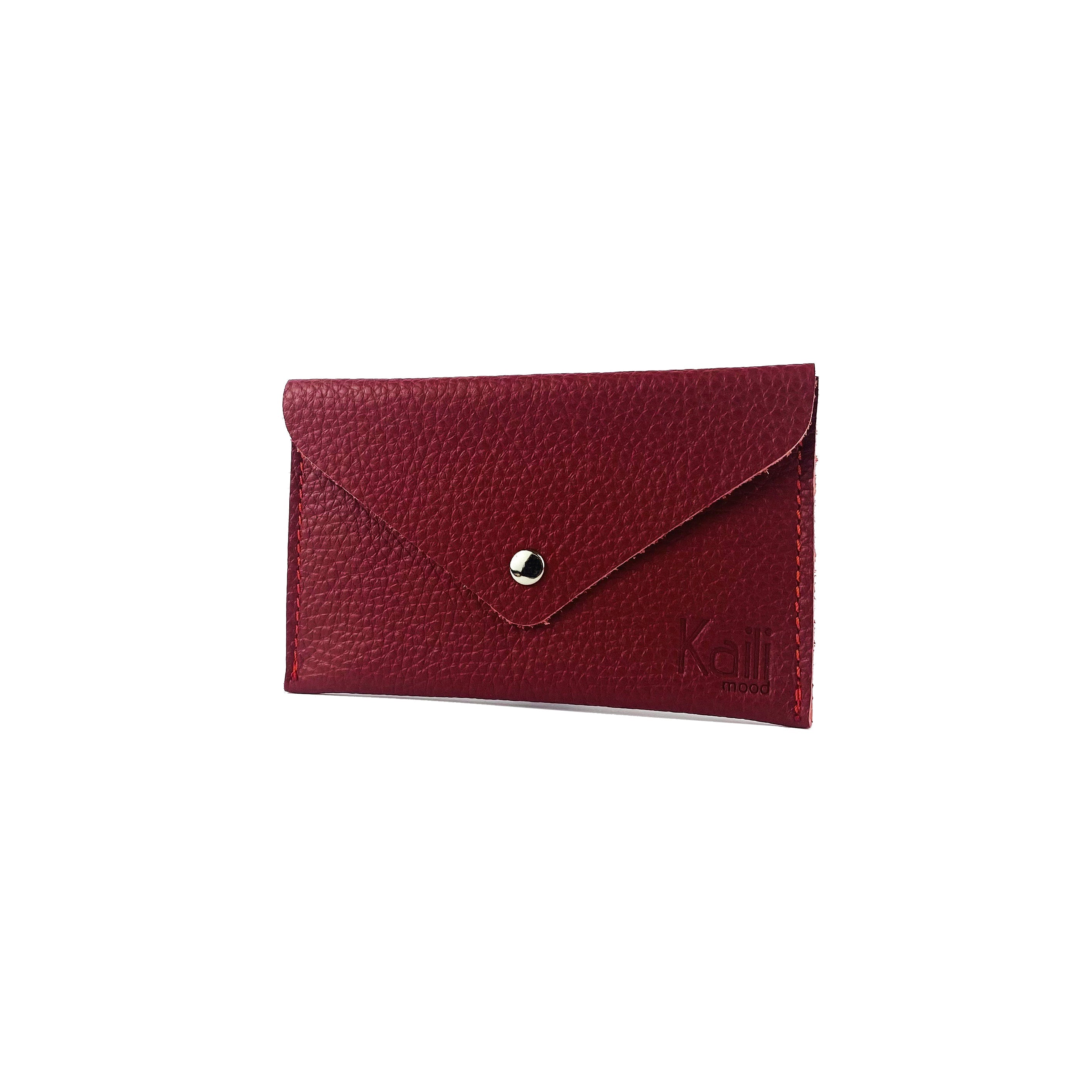 K0040VB | Bustina con pattina Made in Italy in Vera Pelle pieno fiore, grana dollaro - Colore Rosso - Dimensioni: cm 13 x 8 x 0,5 - Confezione: Gift Box rigido fondo/coperchio - www.Shopthatapp.com