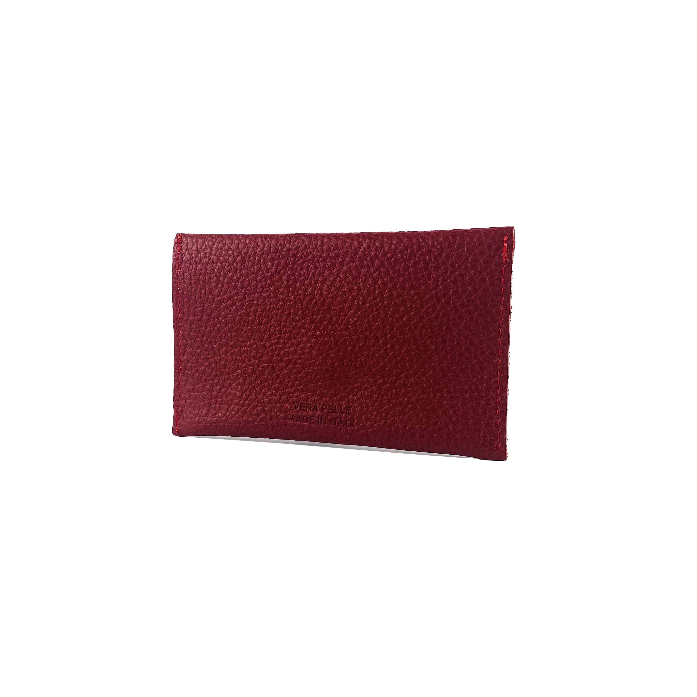K0040VB | Bustina con pattina Made in Italy in Vera Pelle pieno fiore, grana dollaro - Colore Rosso - Dimensioni: cm 13 x 8 x 0,5 - Confezione: Gift Box rigido fondo/coperchio - www.Shopthatapp.com