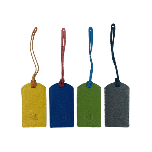 K0041VDB | Targhetta bagaglio Bicolore Made in Italy in Vera Pelle pieno fiore, grana dollaro - Colore Rosso/Blu - Dimensioni: cm 6,5 x 12 - Confezione: Gift Box rigido fondo/coperchio - www.Shopthatapp.com