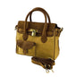 K0042BACB | Borsa a Mano Mini in Canvas/Vera Pelle Made in Italy. Tracolla removibile. Attacchi con moschettoni in metallo Ottone Anticato - Colore Nocciola - Dimensioni: cm 24 x 20 x 12 - www.Shopthatapp.com