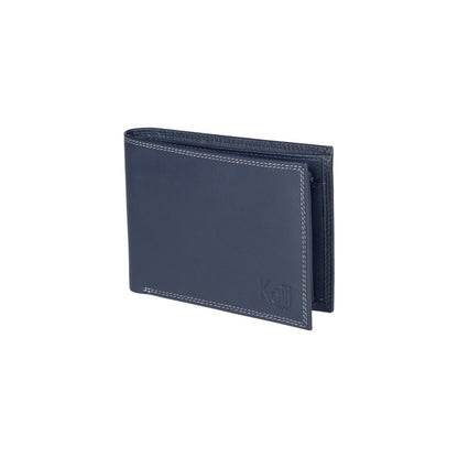 K10203DB | Portafogli Uomo in Vera Pelle pieno fiore, con leggera grana. Colore Blu. Tasca p/monete. Dimensioni da chiuso: cm 12,5 x 9,3 x 1. Confezione: Gift Box rigido fondo/coperchio - www.Shopthatapp.com
