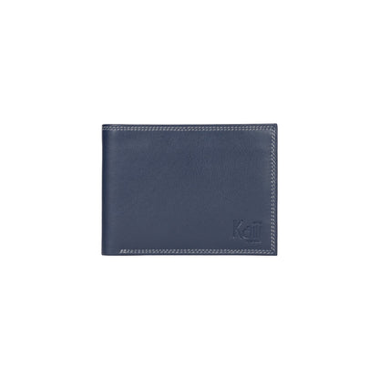 K10203DB | Portafogli Uomo in Vera Pelle pieno fiore, con leggera grana. Colore Blu. Tasca p/monete. Dimensioni da chiuso: cm 12,5 x 9,3 x 1. Confezione: Gift Box rigido fondo/coperchio - www.Shopthatapp.com