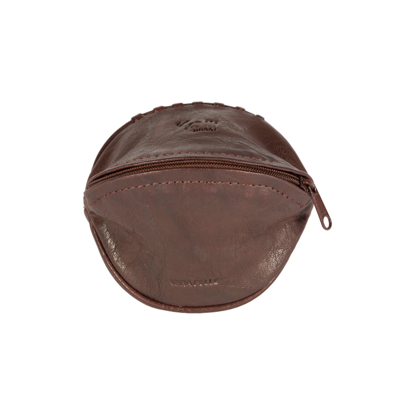 K10655BB | Mini Pochette/Portachiavi in Vera Pelle pieno fiore, Volanata. Colore Testa Moro. Accessori Nickel Lucido. Dimensioni: cm 12,5 x 7,5 x 7,5. Confezione: Sacchetto Tnt - www.Shopthatapp.com