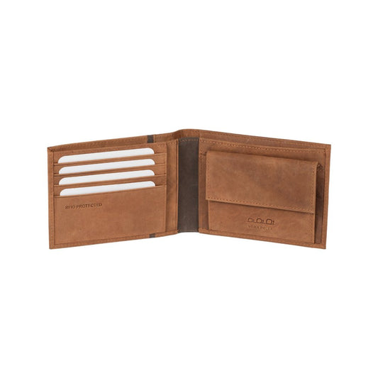 K12203UB | Portafogli Uomo in Vera Pelle pieno fiore, Naked. Colore Cuoio. Protezione RFID. Dimensioni da chiuso: cm 12,5 x 9,5 x 2. Confezione: Scatola regalo fondo/coperchio - www.Shopthatapp.com