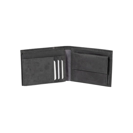 K12220AF | Portafogli Uomo in Vera Pelle pieno fiore, Naked. Colore Nero. Protezione RFID. Dimensioni da chiuso: cm 11,5 x 8,3 x 2. Confezione: Scatola regalo fondo/coperchio - www.Shopthatapp.com