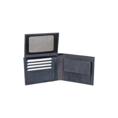 K12220DF | Portafogli Uomo dans Vera Pelle pieno fiore, Nue. Couleur Bleu. Protection RFID. Dimensioni da chiuso: cm 11,5 x 8,3 x 2. Confezione: Scatola regalo fondo/coperchio