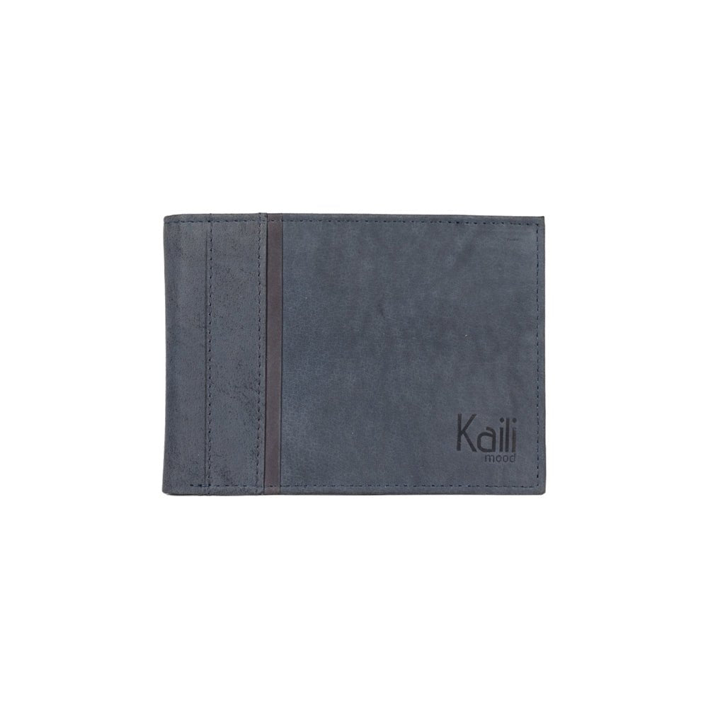 K12220DF | Portafogli Uomo dans Vera Pelle pieno fiore, Nue. Couleur Bleu. Protection RFID. Dimensioni da chiuso: cm 11,5 x 8,3 x 2. Confezione: Scatola regalo fondo/coperchio