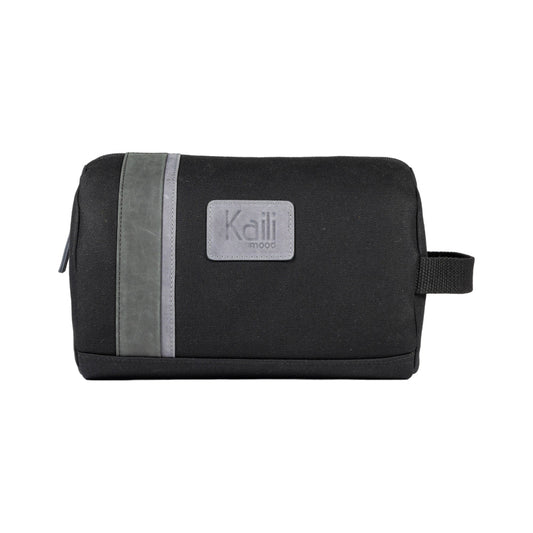 K2005AF | Beauty Case in Canvas 100% Cotone/Vera Pelle pieno fiore, Naked. Colore Nero. Maniglia laterale. Chiusura con lampo. Dimensioni: cm 25 x 15 x 17. Confezione: Sacchetto in Tnt - www.Shopthatapp.com