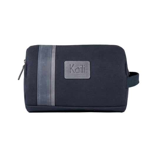 K2005DF | Beauty Case in Canvas 100% Cotone/Vera Pelle pieno fiore, Naked. Colore Blu. Maniglia laterale. Chiusura con lampo. Dimensioni: cm 25 x 15 x 17. Confezione: Sacchetto in Tnt - www.Shopthatapp.com