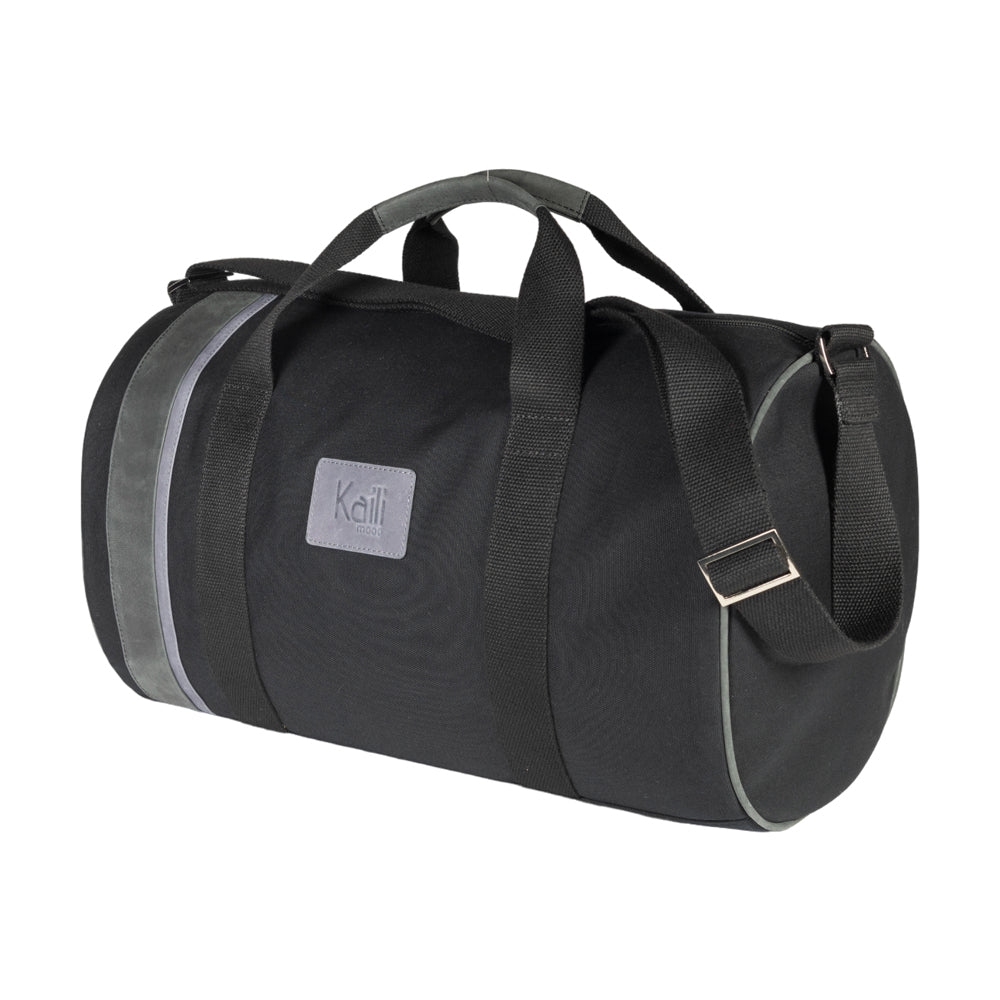 K2006AF | Borsone da Viaggio in Canvas di Cotone 100% /Vera Pelle, pieno fiore, Naked - Colore Nero, chiusura con lampo. Dimensioni: cm 45 x 25 x 28 - Confezione: Sacchetto in Tnt - www.Shopthatapp.com