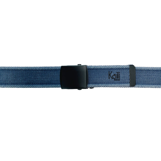 K4010DB | Cintura Nastro Canvas Stone Washed Col. Blu con Fibbia Nero Opaco. Dimensioni: cm 125 x 4 x 0,5 Taglia Unica - Accorciabile. Confezione: Gift Box rigido fondo/coperchio - www.Shopthatapp.com