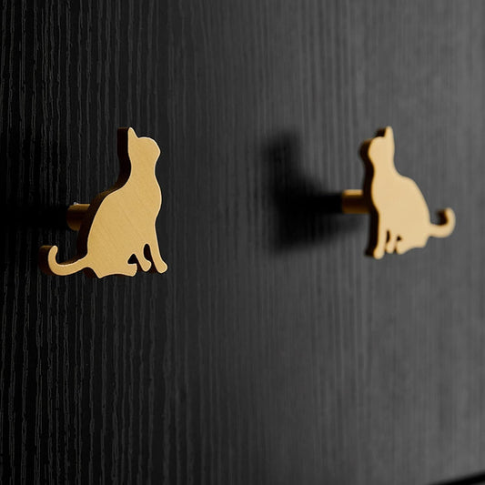 Cat Iron Knobs, Face To Left, Brass Finish - www.Shopthatapp.com